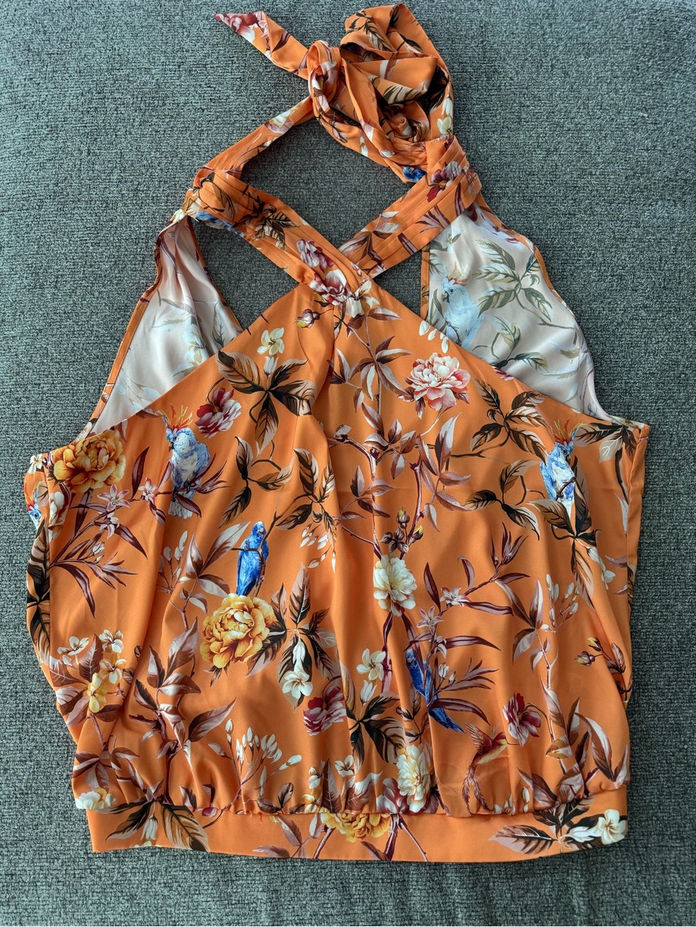 Express Orange Floral Halter Camisole